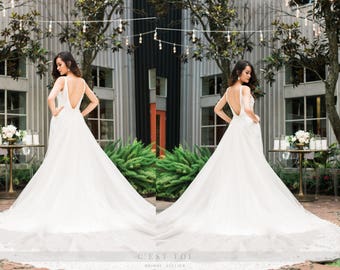 Garden Detachable Train Wedding Dresses